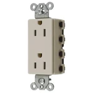 HUBBELL WIRING DEVICE-KELLEMS SNAP2152LANA Style Line Receptacle, 15A 125V, 2-P 3-W Grounding, 5- 15R, Nylon, Light Almond | BD4CHF