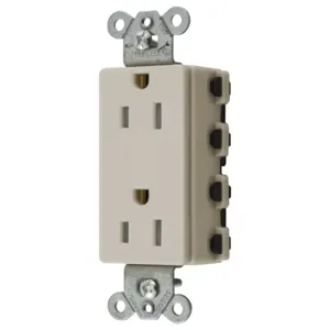 HUBBELL WIRING DEVICE-KELLEMS SNAP2152LATRA Style Line Receptacle, 15A 125V, 2-P 3-W Grounding, 5-15R, Nylon, Light Almond | BD4JKD