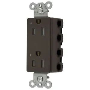 HUBBELL WIRING DEVICE-KELLEMS SNAP2152LTRA Style Line Receptacle, 15A 125V, 2-P 3-W Grounding, Nylon, 5-15R, Brown | BD4BHE