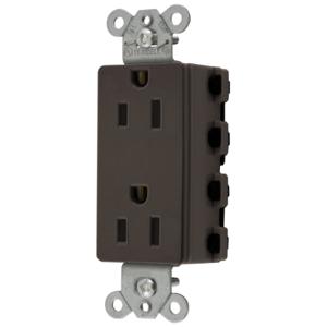 HUBBELL WIRING DEVICE-KELLEMS SNAP2152NA Style Line Receptacle, 15A 125V, 2-P 3-W Grounding, Nylon, 5- 15R, Brown | BD4AFJ