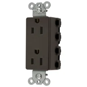 HUBBELL WIRING DEVICE-KELLEMS SNAP2152A Style Line Receptacle, 15A 125V, 2-P 3-W Grounding, 5-15R, Nylon, Brown | CE6QAU