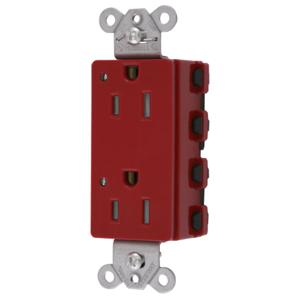 HUBBELL WIRING DEVICE-KELLEMS SNAP2152RLTRA Style Line Receptacle, 15A 125V, 2-P 3-W Grounding, Nylon, 5-15R, Red | BD4HFG