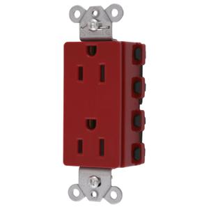 HUBBELL WIRING DEVICE-KELLEMS SNAP2152RNA Style Line Receptacle, 15A 125V, 2-P 3-W Grounding, Nylon, 5- 15R, Red | BD4HFH