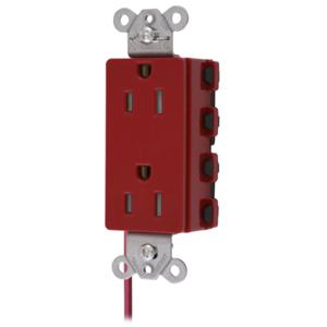 HUBBELL WIRING DEVICE-KELLEMS SNAP2152RSCTRA Style Line Receptacle, 15A 125V, 2-P 3-W Grounding, Nylon, 5-15R, Red | BD4AFK