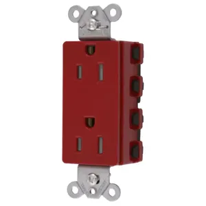 HUBBELL WIRING DEVICE-KELLEMS SNAP2152RTRA Style Line Receptacle, 15A 125V, 2-P 3-W Grounding, Nylon, 5-15R, Red | BD4KMG