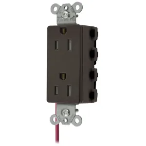 HUBBELL WIRING DEVICE-KELLEMS SNAP2152SCTRA Style Line Receptacle, 15A 125V, 2-P 3-W Grounding, Nylon, 5-15R, Brown | BD4KNW