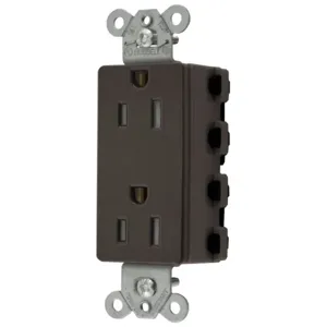 HUBBELL WIRING DEVICE-KELLEMS SNAP2152TRA Style Line Receptacle, 15A 125V, 2-P 3-W Grounding, Nylon, 5-15R, Brown | BD4KNX