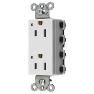 HUBBELL WIRING DEVICE-KELLEMS SNAP2152WL Style Line Receptacle, 15A 125V, 2-P 3-W Grounding, Nylon, 5-15R, White | CE6QCG