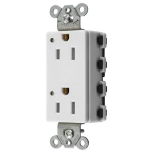 HUBBELL WIRING DEVICE-KELLEMS SNAP2152WLTRA Style Line Receptacle, 15A 125V, 2-P 3-W Grounding, Nylon, 5-15R, White | BD4NBC