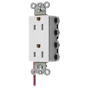HUBBELL WIRING DEVICE-KELLEMS SNAP2152WSCTRA Style Line Receptacle, 15A 125V, 2-P 3-W Grounding, Nylon, 5-15R, White | BD4QAA