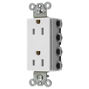 HUBBELL WIRING DEVICE-KELLEMS SNAP2152WTRA Style Line Receptacle, 15A 125V, 2-P 3-W Grounding, Nylon, 5-15R, White | BD4JKE