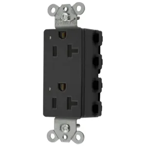 HUBBELL WIRING DEVICE-KELLEMS SNAP2162BKL Style Line Receptacle, 20A 125V, 2-P 3-W Grounding, Nylon, 5-20R, Black | CE6QCK