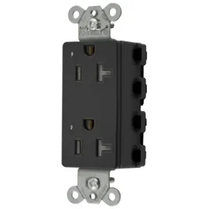 HUBBELL WIRING DEVICE-KELLEMS SNAP2162BKLTRA Style Line Receptacle, 20A 125V, Led, 2-P 3-W Grounding, Nylon, 5-20R, Black | BD4NBD