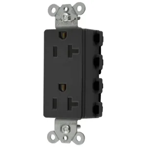 HUBBELL WIRING DEVICE-KELLEMS SNAP2162BKA Style Line Receptacle, 20A 125V, 2-P 3-W Grounding, Nylon, 5- 15R, Black | CE6QCJ