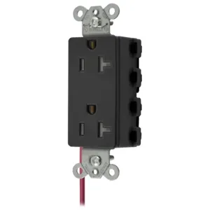 HUBBELL WIRING DEVICE-KELLEMS SNAP2162BKSCTRA Style Line Receptacle, 20A 125V, 2-P 3-W Grounding, Nylon, 5-20R, Black | BD4DLB