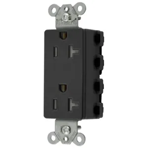 HUBBELL WIRING DEVICE-KELLEMS SNAP2162BKTRA Style Line Receptacle, 20A 125V, 2-P 3-W Grounding, Nylon, 5-20R, Black | BD4GAN