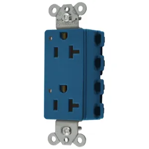 HUBBELL WIRING DEVICE-KELLEMS SNAP2162BLL Style Line Receptacle, 20A 125V, 2-P 3-W Grounding, Nylon, 5-20R, Blue | CE6QCL