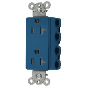 HUBBELL WIRING DEVICE-KELLEMS SNAP2162BLTRA Style Line Receptacle, 20A 125V, 2-P 3-W Grounding, Nylon, 5-20R, Blue | BD3TBH