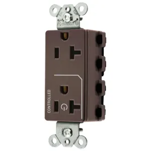 HUBBELL WIRING DEVICE-KELLEMS SNAP2162C1 Straight Receptacle, 20A 125V, 2P - 3W Grounding, Nylon, Brown | BD3RQY