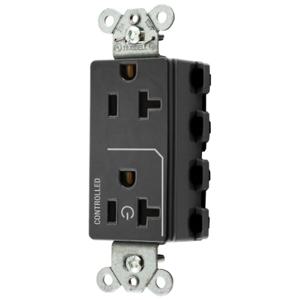 HUBBELL WIRING DEVICE-KELLEMS SNAP2162C1BK Straight Receptacle, 20A 125V, 2P - 3W Grounding, Nylon, Black | BD4LJY