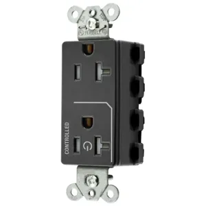 HUBBELL WIRING DEVICE-KELLEMS SNAP2162C1BKTRA Style Line Receptacle, 20A 125V, 2-P 3-W Grounding, Nylon, Black | CE6QCM