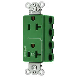 HUBBELL WIRING DEVICE-KELLEMS SNAP2162C1GN Style Line Receptacle, 20A 125V, 2-P 3-W Grounding, Green | CE6QCP