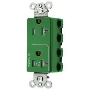 HUBBELL WIRING DEVICE-KELLEMS SNAP2162C1GNTRA Style Line Receptacle, 20A 125V, 2-P 3-W Grounding, Nylon, Green | CE6QCQ