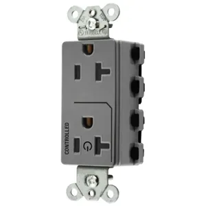 HUBBELL WIRING DEVICE-KELLEMS SNAP2162C1GY Style Line Receptacle, 20A 125V, 2-P 3-W Grounding, Nylon, Gray | BD4QGT