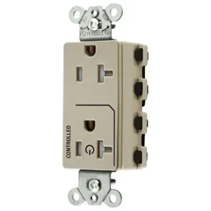 HUBBELL WIRING DEVICE-KELLEMS SNAP2162C1ITRA Style Line Receptacle, 20A 125V, 2-P 3-W Grounding, Nylon, Ivory | CE6QCT