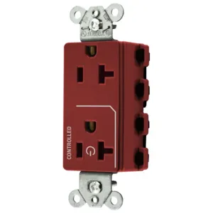 HUBBELL WIRING DEVICE-KELLEMS SNAP2162C1R Style Line Receptacle, 20A 125V, 2-P 3-W Grounding, Nylon, Red | CE6QCV