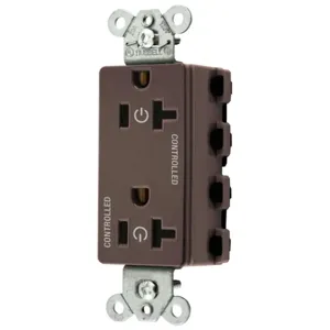 HUBBELL WIRING DEVICE-KELLEMS SNAP2162C2 Style Line Receptacle, 20A 125V, 2-P 3-W Grounding, Nylon, Brown | BD4QAB