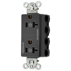 HUBBELL WIRING DEVICE-KELLEMS SNAP2162C2BK Style Line Receptacle, 20A 125V, 2-P 3-W Grounding, Nylon, Black | BD4MJQ