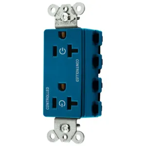 HUBBELL WIRING DEVICE-KELLEMS SNAP2162C2BL Style Line Receptacle, 20A 125V, 2-P 3-W Grounding, Nylon, Blue | CE6QCZ