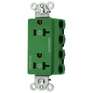 HUBBELL WIRING DEVICE-KELLEMS SNAP2162C2GN Style Line Receptacle, 20A 125V, 2-P 3-W Grounding, Nylon, Green | CE6QDA