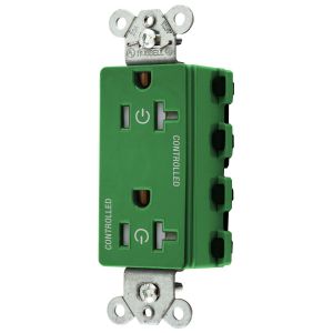 HUBBELL WIRING DEVICE-KELLEMS SNAP2162C2GNTRA Style Line Receptacle, 20A 125V, 2-P 3-W Grounding, Nylon, Green | CE6QDB