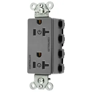 HUBBELL WIRING DEVICE-KELLEMS SNAP2162C2GY Style Line Receptacle, 20A 125V, 2-P 3-W Grounding, Nylon, Gray | BD3XGC