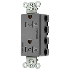 HUBBELL WIRING DEVICE-KELLEMS SNAP2162C2GYTRA Style Line Receptacle, 20A 125V, 2-P 3-W Grounding, Nylon, Gray | CE6QDC