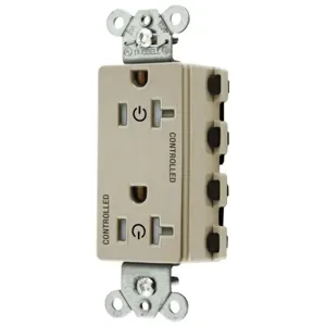 HUBBELL WIRING DEVICE-KELLEMS SNAP2162C2ITRA Style Line Receptacle, 20A 125V, 2-P 3-W Grounding, Nylon, Ivory | CE6QDD