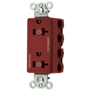 HUBBELL WIRING DEVICE-KELLEMS SNAP2162C2R Style Line Receptacle, 20A 125V, 2-P 3-W Grounding, Nylon, Red | CE6QDF