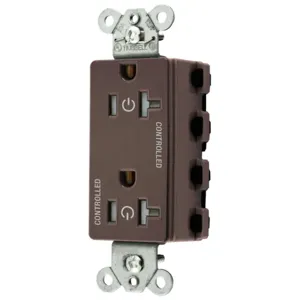 HUBBELL WIRING DEVICE-KELLEMS SNAP2162C2TRA Style Line Receptacle, 20A 125V, 2-P 3-W Grounding, Nylon, Brown | CE6QDG