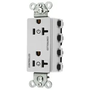 HUBBELL WIRING DEVICE-KELLEMS SNAP2162C2W Style Line Receptacle, 20A 125V, 2-P 3-W Grounding, Nylon, White | BD3ZGR