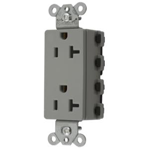 HUBBELL WIRING DEVICE-KELLEMS SNAP2162GYA Style Line Receptacle, 20A 125V, 2-P 3-W Grounding, 5-20R, Nylon, Gray | CE6QDJ