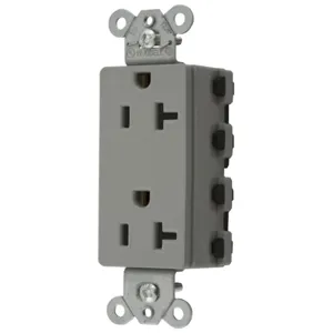 HUBBELL WIRING DEVICE-KELLEMS SNAP2162GYNA Style Line Receptacle, 20A 125V, 2-P 3-W Grounding, 5-20R, Nylon, Gray | BD4MJR