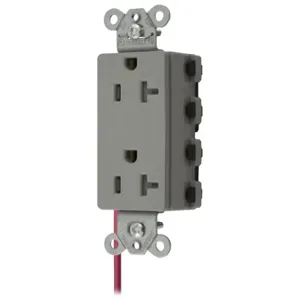 HUBBELL WIRING DEVICE-KELLEMS SNAP2162GYSCTRA Style Line Receptacle, 20A 125V, 2-P 3-W Grounding, 5-20R, Nylon, Gray | BD4NBE