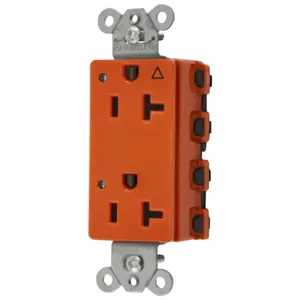 HUBBELL WIRING DEVICE-KELLEMS SNAP2162IGL Style Line Receptacle, 20A 125V, 2-P 3-W Grounding, 5-20R, Nylon, Orange | CE6QDM