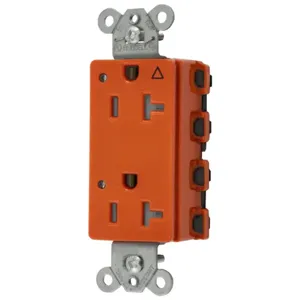 HUBBELL WIRING DEVICE-KELLEMS SNAP2162IGLTRA Style Line Receptacle, 20A 125V, 2-P 3-W Grounding, 5-20R, Nylon, Orange | BD4JKH