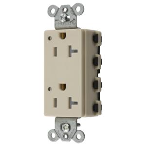 HUBBELL WIRING DEVICE-KELLEMS SNAP2162ILTRA Style Line Receptacle, 20A 125V, 2-P 3-W Grounding, 5-20R, Nylon, Ivory | BD4NBF