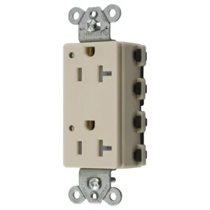 HUBBELL WIRING DEVICE-KELLEMS SNAP2162ILTRA Style Line Receptacle, 20A 125V, 2-P 3-W Grounding, 5-20R, Nylon, Ivory | BD4NBF