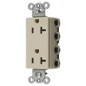 HUBBELL WIRING DEVICE-KELLEMS SNAP2162INA Style Line Receptacle, 20A 125V, 2-P 3-W Grounding, 5-20R, Nylon, Ivory | BD4JKJ