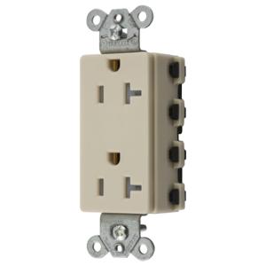 HUBBELL WIRING DEVICE-KELLEMS SNAP2162ITRA Style Line Receptacle, 20A 125V, 2-P 3-W Grounding, 5-20R, Nylon, Ivory | BD4GAQ